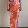 Clearance - Strapless Maxi Dress - Orange Dresses