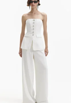 Clearance - Bandeau Crepe Jumpsuit - White Pants Jumpsuits