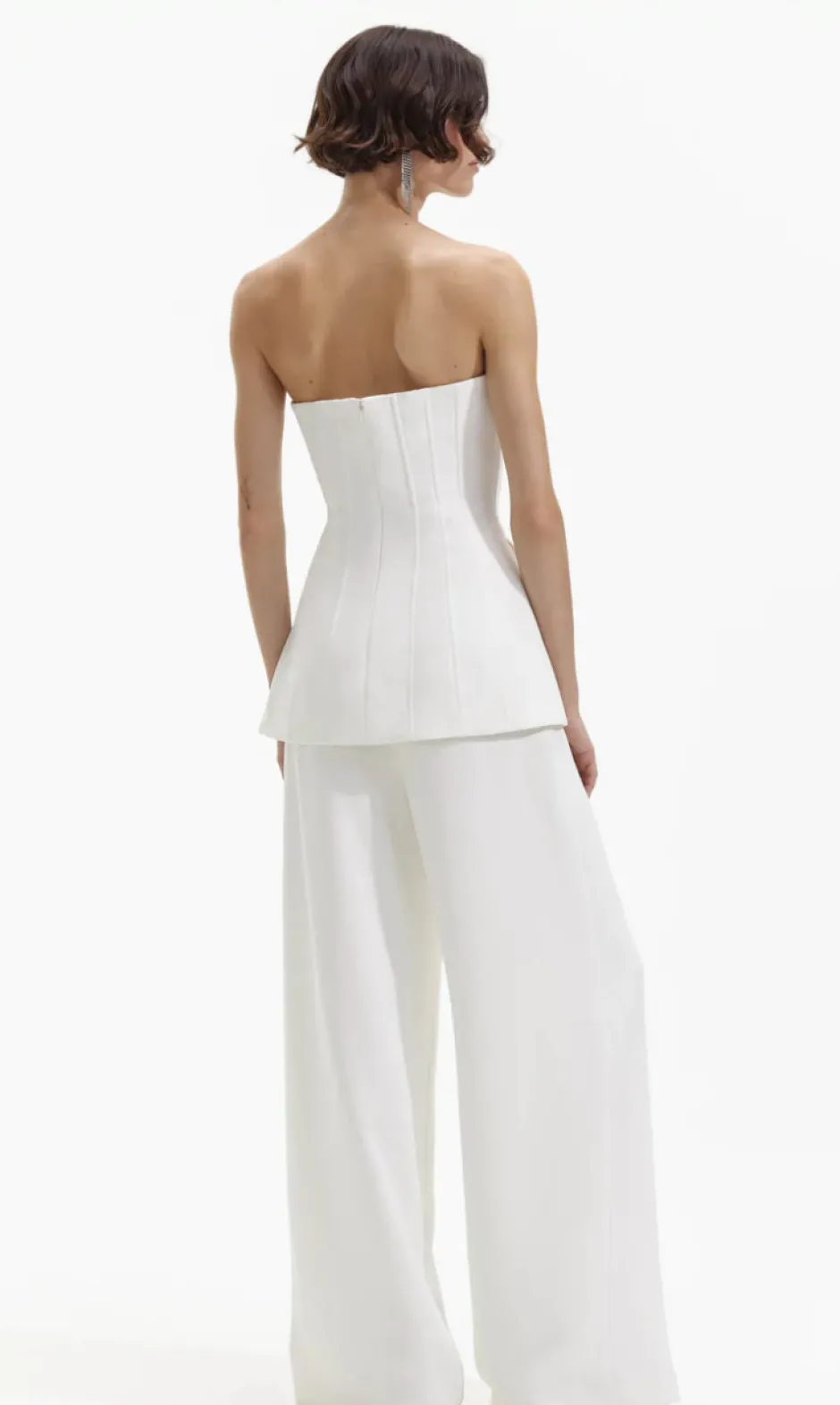 Clearance - Bandeau Crepe Jumpsuit - White Pants Jumpsuits