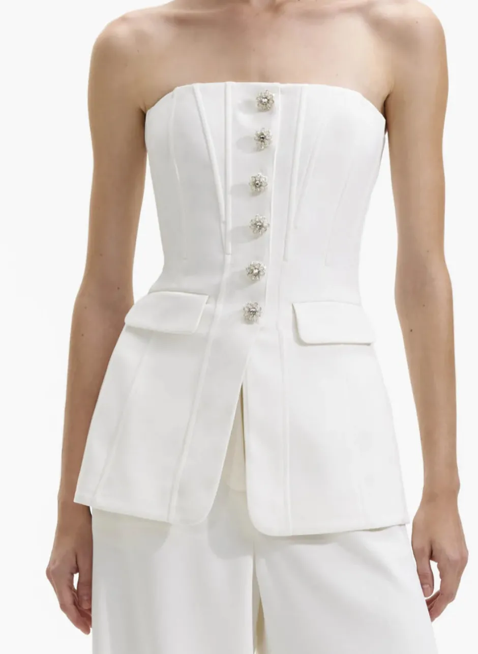 Clearance - Bandeau Crepe Jumpsuit - White Pants Jumpsuits