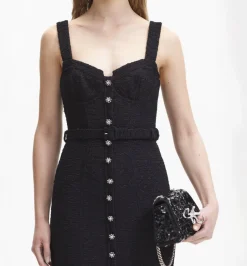Online - Black Boucle Midi Dress - Black Dresses | Midi