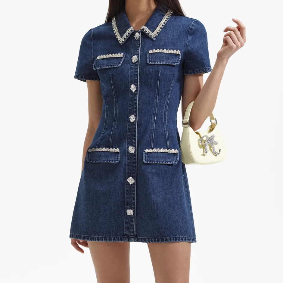 Clearance - Collared Mini Dress - Denim Mini Dresses | Dresses