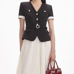 Best - Contrast Chiffon Midi Dress - Black Dresses | Midi