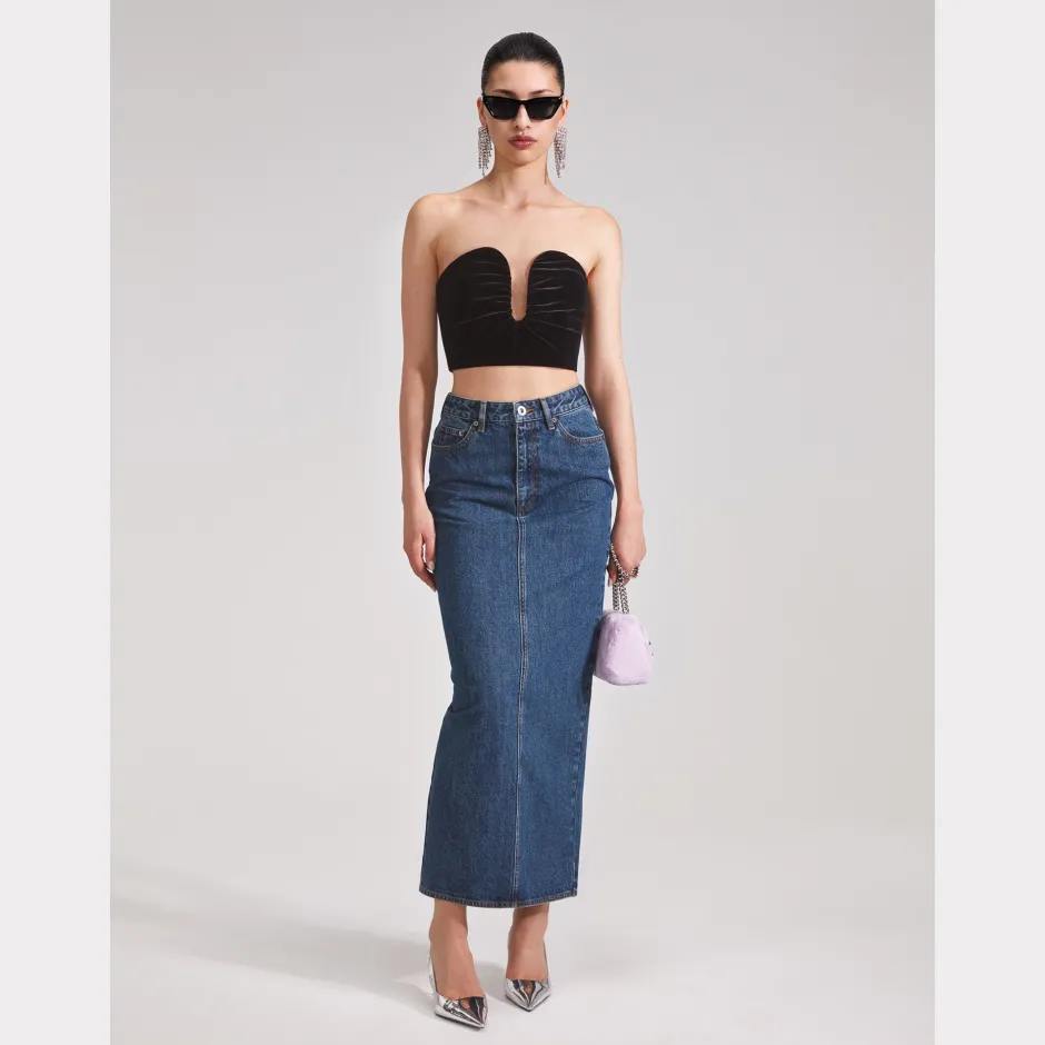 Online - Denim Maxi Skirt - Blue Skirts | Long Skirts