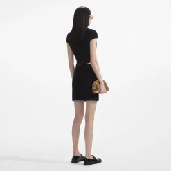 New - Jewel Button Knit Skirt - Black Long Skirts | Mini Skirts