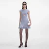 Clearance - Knit Lace Insert Mini Dress - Blue Mini Dresses | Dresses