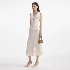 Clearance - Linen Midi Dress - Cream Dresses | Midi