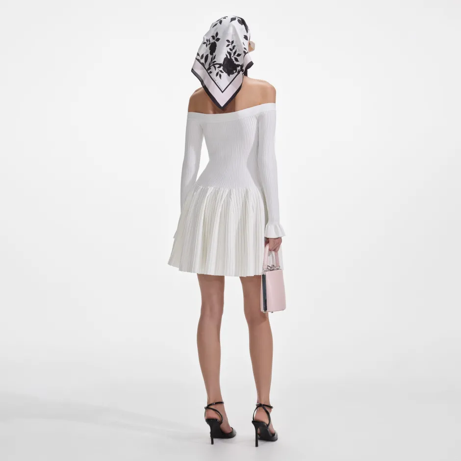 Outlet - Ribbed Knit Mini Dress - White Mini Dresses | Dresses