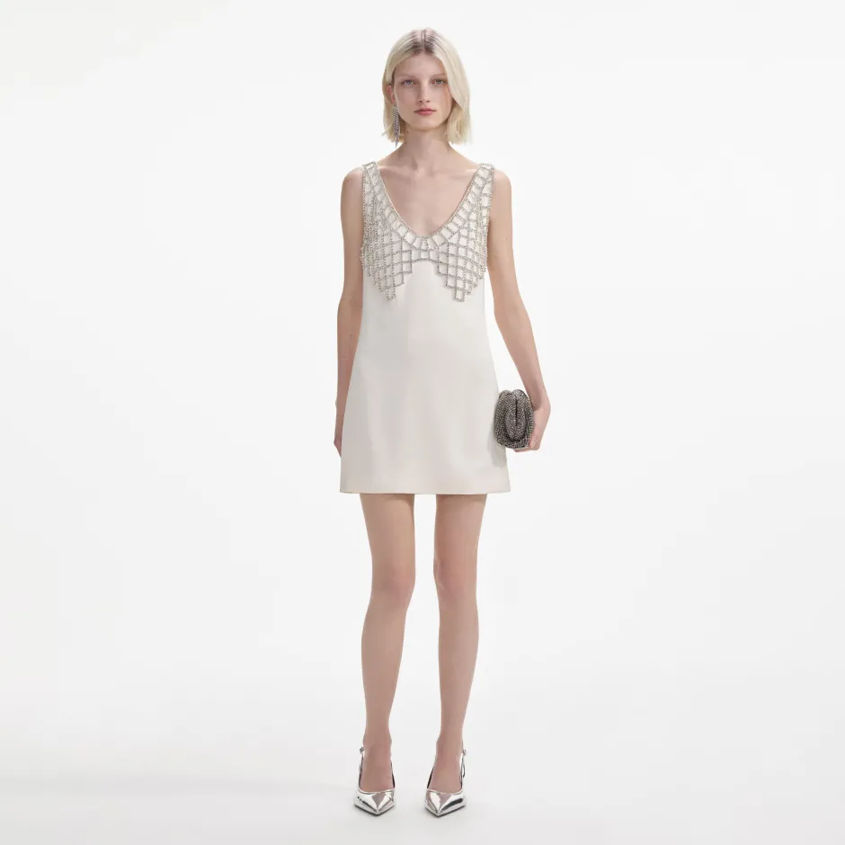 New - Satin Diamante Bralette Mini Dress - Cream Dresses | Mini Dresses