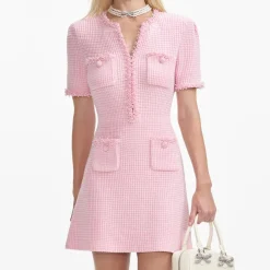 Hot - Textured Knit Mini Dress - Pink Mini Dresses | Dresses