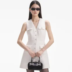 Outlet - Tinsel Boucle Buttoned Mini Dress - Cream Dresses | Mini Dresses