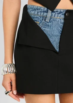 Sale - Addison Skirt - Black/Denim Mini Skirts