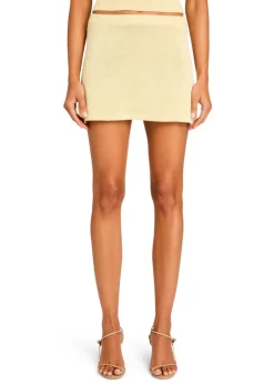 Sale - Cassie Knit Mini Skirt - Pastel Yellow Mini Skirts