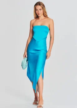 Fashion - Ginni Silk Midi Dress - Turquoise Dresses | Midi