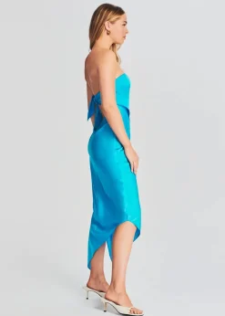 Fashion - Ginni Silk Midi Dress - Turquoise Dresses | Midi