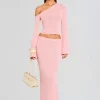 New - Kora Knit Maxi Skirt - Coral Blush Long Skirts