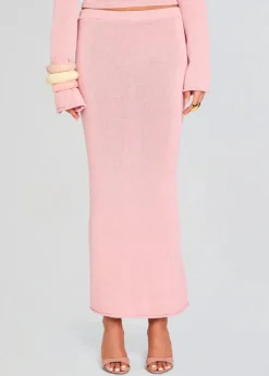 New - Kora Knit Maxi Skirt - Coral Blush Long Skirts