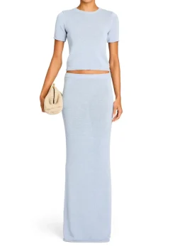 Outlet - Kora Knit Maxi Skirt - Ice Blue Long Skirts