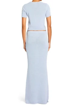 Outlet - Kora Knit Maxi Skirt - Ice Blue Long Skirts