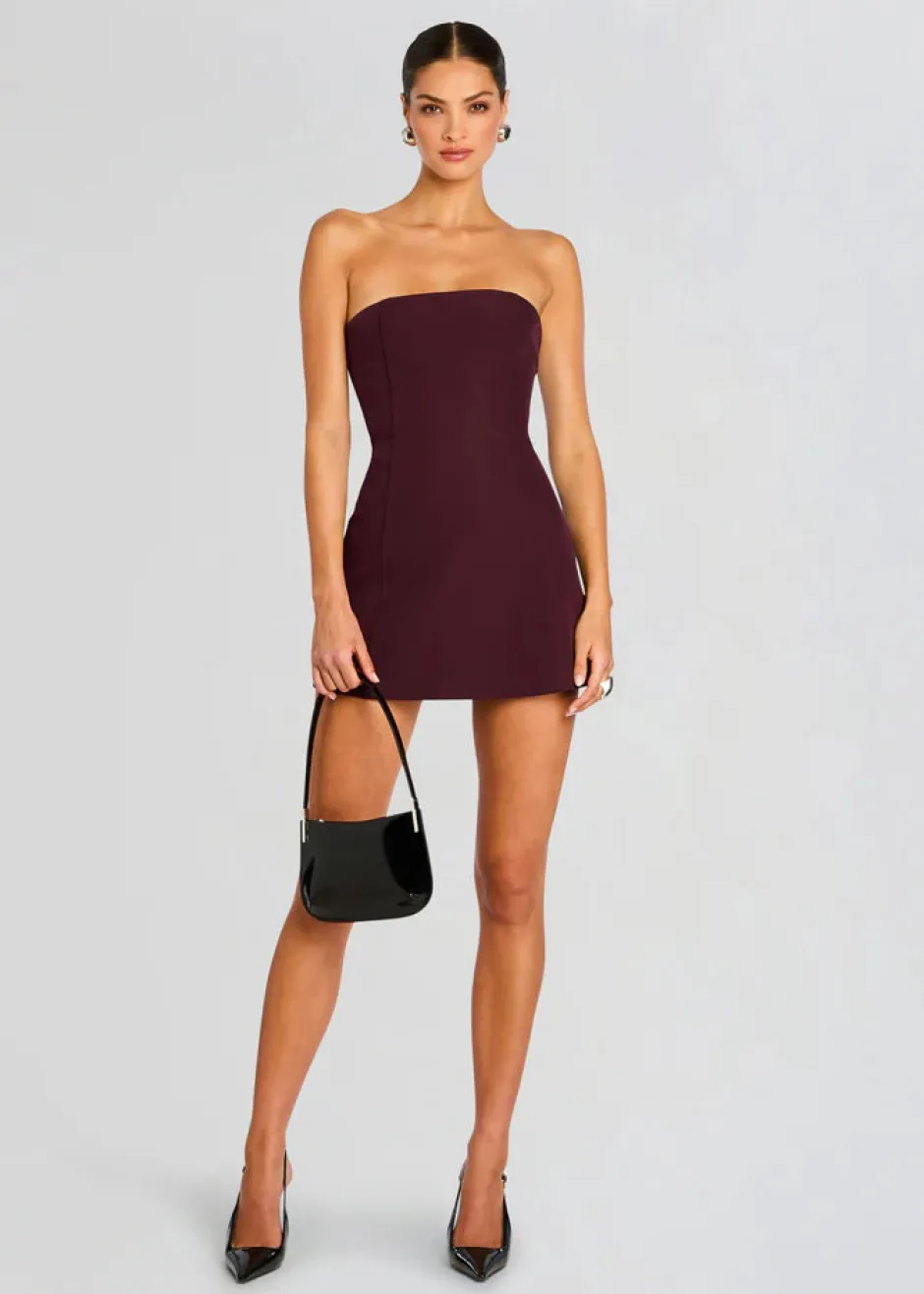 Outlet - Poppi Heavy Crepe Strapless Mini Dress - Merlot Dresses | Mini Dresses