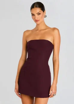 Outlet - Poppi Heavy Crepe Strapless Mini Dress - Merlot Dresses | Mini Dresses