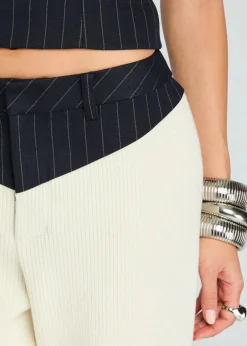 Clearance - Shaina Pant - White/Navy Pinstripe Pants