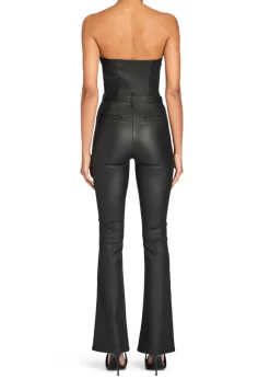 Clearance - Vice Coated Denim Slim Flare Jumpsuit - Coated Black Flare | Pants Jumpsuits