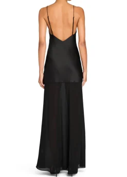 Outlet - Vienna Satin Maxi Dress - Black Dresses | Long Dresses
