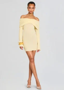 Outlet - Xen Knit Mini Dress - Pastel Yellow Dresses | Mini Dresses