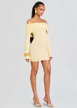 Outlet - Xen Knit Mini Dress - Pastel Yellow Dresses | Mini Dresses