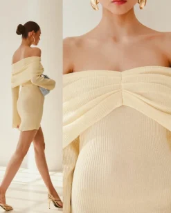 Outlet - Xen Knit Mini Dress - Pastel Yellow Dresses | Mini Dresses