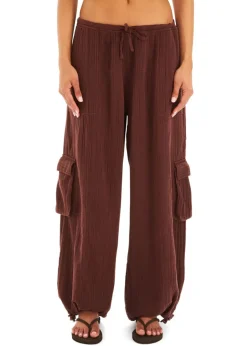Clearance - Zira Gauze Cargo Pant - Coconut Pants