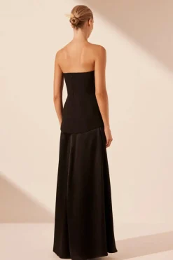Sale - Adri Strapless Panelled Maxi Dress - Black Dresses | Long Dresses