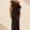 Fashion - Lani Asymmetrical Draped Maxi Dress - Black Dresses | Long Dresses