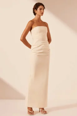 Sale - Lani Strapless Draped Maxi Dress - Rice Dresses | Long Dresses