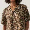 Best - Cotton Silk Cropped Camp Shirt - Leopard Animal Print | Crop Tops