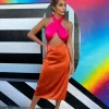 Online - Minerva Midi Dress - Orange/fraise Exclusive Dresses | Midi