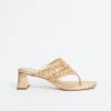 Outlet - Alia Woven Block Heel Sandal - Gold Shoes