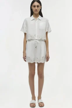 Clearance - Amelie Embroidered Short - White Shorts