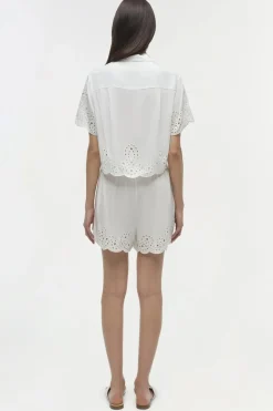 Clearance - Amelie Embroidered Short - White Shorts