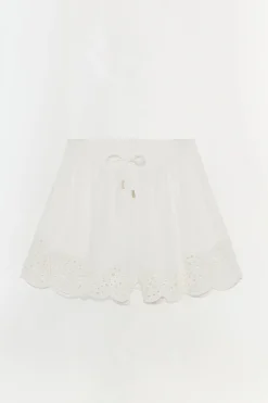Clearance - Amelie Embroidered Short - White Shorts