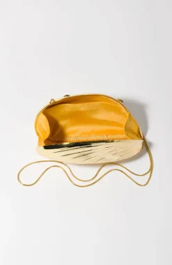 Fashion - Bridget Metal Shell Clutch - Gold Handbags