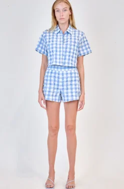 Sale - Dax Short - Blue Hydrangea Gingham Shorts