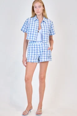 Sale - Dax Short - Blue Hydrangea Gingham Shorts