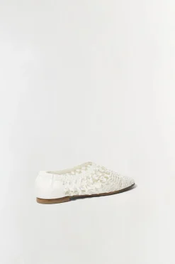 Clearance - Eden Open Weave Flat - Ivory Shoes
