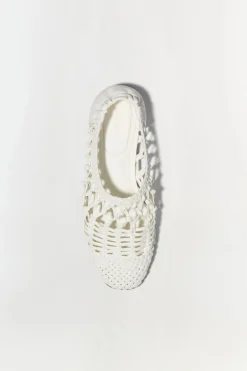 Clearance - Eden Open Weave Flat - Ivory Shoes