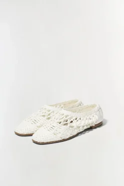 Clearance - Eden Open Weave Flat - Ivory Shoes