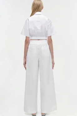 Discount - Olly Double Waistband Pant - White Pants