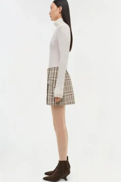 New - Payton Skirt - Sand Plaid Mini Skirts