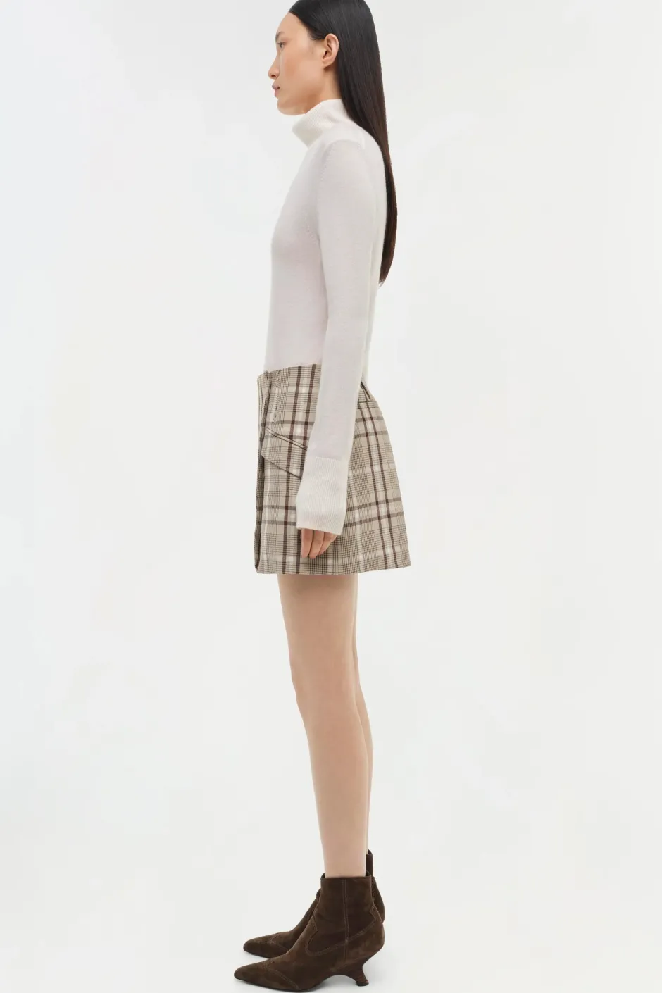 New - Payton Skirt - Sand Plaid Mini Skirts